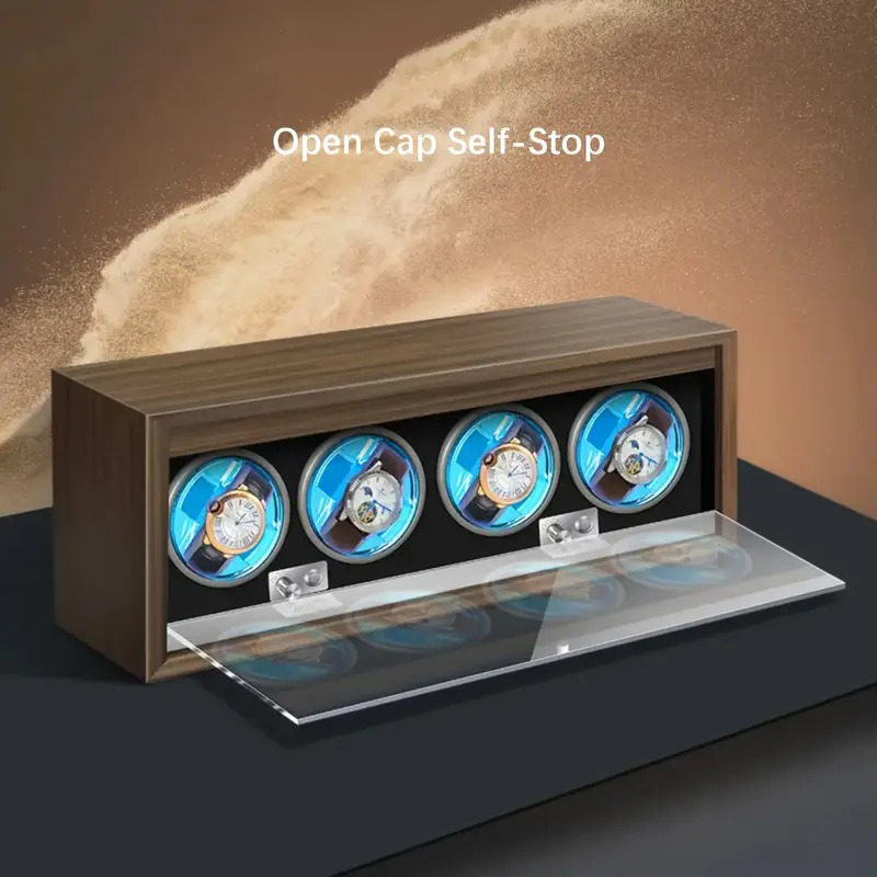 Simple Wishes Kotak Jam Tangan Putar Otomatis Watch Winder LED 4 Slot - SKW164-B Gambar produk Simple Wishes Kotak Jam Tangan Putar Otomatis Watch Winder LED 4 Slot - SKW164-B - 4