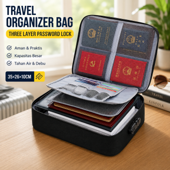 KALAX Tas Travel Organizer Bag Three Layer Password Lock 35x26x10cm - KA51
