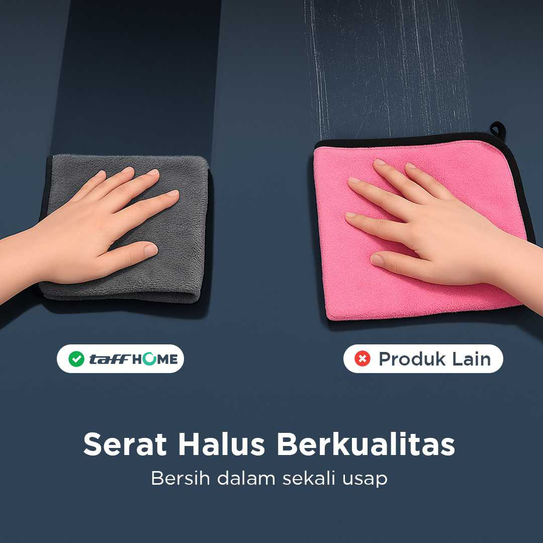 TaffHOME Kain Lap Microfiber Mobil Cleaning Towel Soft High Absorption 30x30cm - H-30 Gambar produk TaffHOME Kain Lap Microfiber Mobil Cleaning Towel Soft High Absorption 30x30cm - H-30 - 2