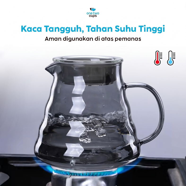 One Two Cups Coffee Server V60 Drip Pour Over Borosilicate Glass 800ml - SE101 Gambar produk One Two Cups Coffee Server V60 Drip Pour Over Borosilicate Glass 800ml - SE101 - 1
