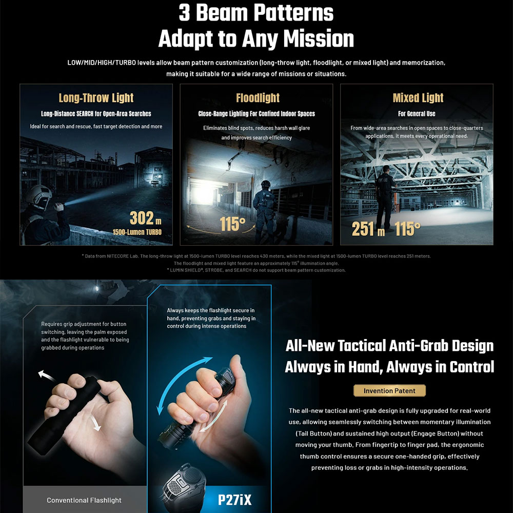 Gambar produk NITECORE Senter Taktikal LED Flashlight 3 Mode Beam IP68 5000 lumens - P27iX - 2
