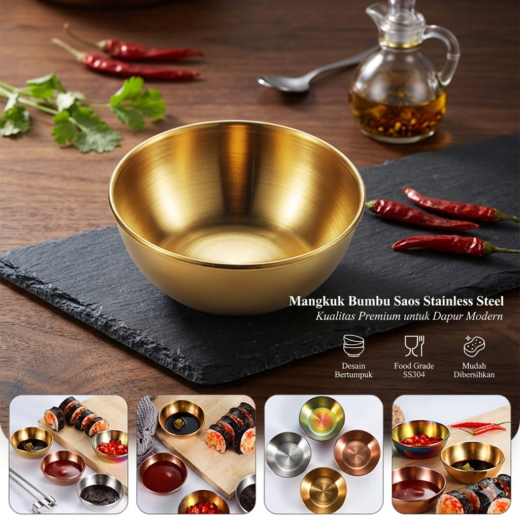 Glazed Mangkuk Bumbu Saos Stainless Steel Bowl Simple Design 1 PCS - PJ556 Gambar produk Glazed Mangkuk Bumbu Saos Stainless Steel Bowl Simple Design 1 PCS - PJ556 - Utama
