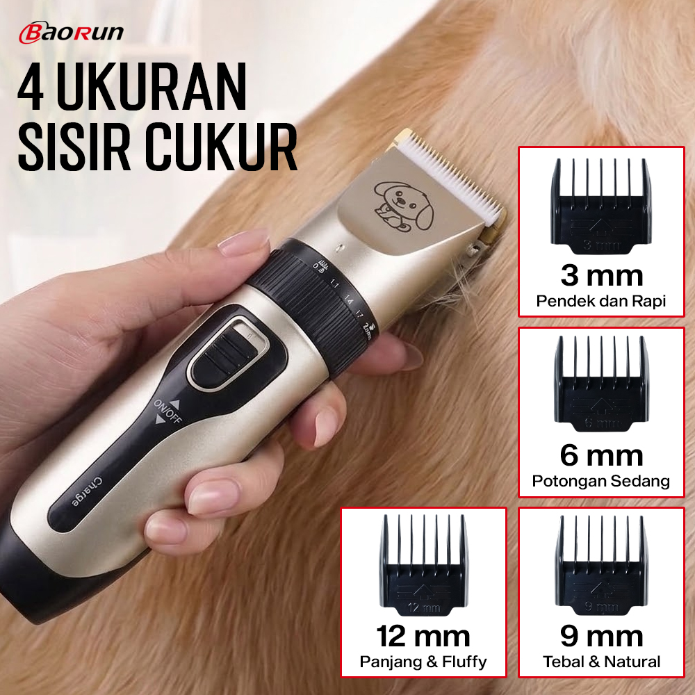BaoRun Alat Cukur Bulu Hewan Anjing Kucing 4 Comb 1500mAh 20W 3.7V - C6 Gambar produk BaoRun Alat Cukur Bulu Hewan Anjing Kucing 4 Comb 1500mAh 20W 3.7V - C6 - 4