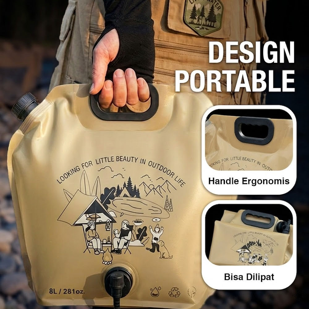 WATORU Kantong Air Minum Lipat Multifungsi Portable Water Bag Keran 8L - SD-8 Gambar produk WATORU Kantong Air Minum Lipat Multifungsi Portable Water Bag Keran 8L - SD-8 - 4
