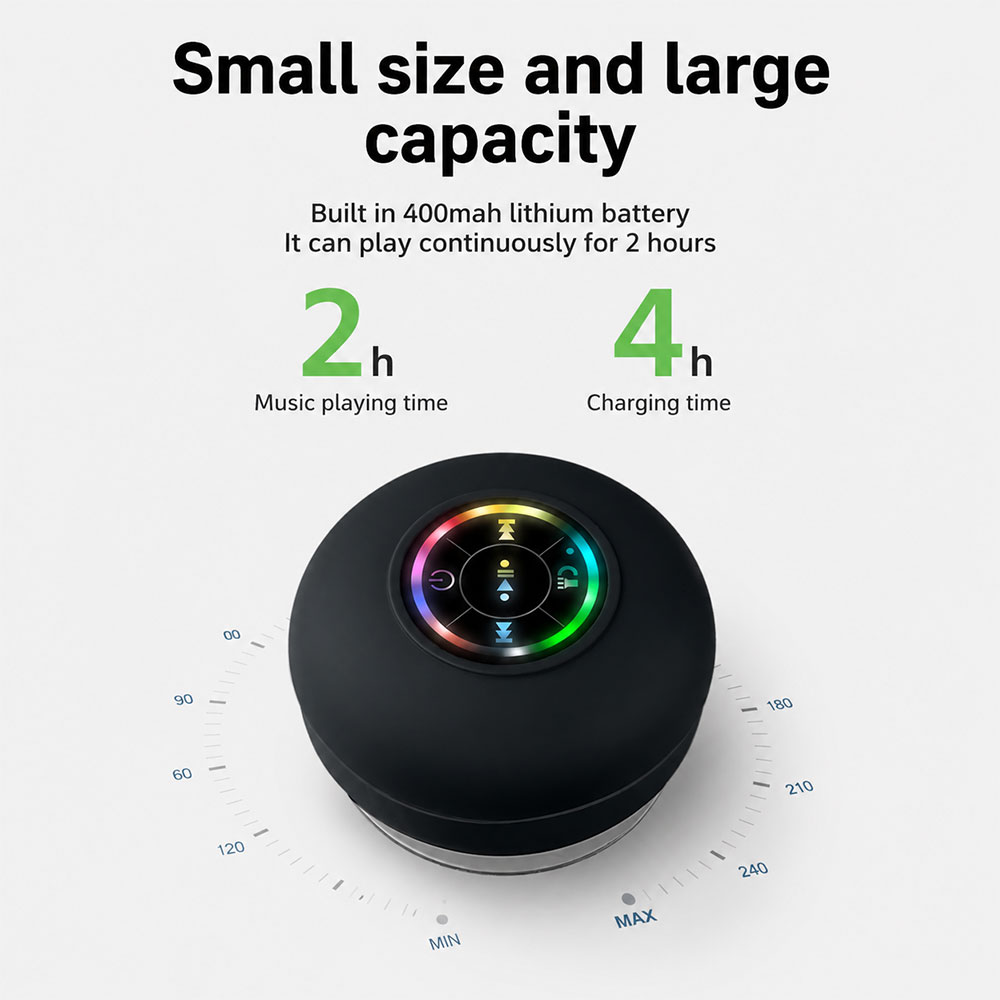 MONK Speaker Bluetooth Mini LED RGB Portable Waterproof Suction Cup - S-150 Gambar produk MONK Speaker Bluetooth Mini LED RGB Portable Waterproof Suction Cup - S-150 - 2
