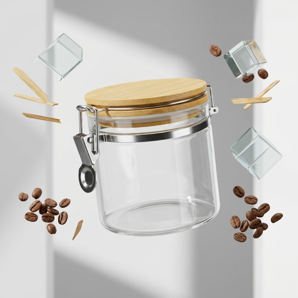 BARELLI Toples Kaca Penyimpanan Makanan Kedap Udara Buckle Storage Jar 450ml - BR100 Gambar produk BARELLI Toples Kaca Penyimpanan Makanan Kedap Udara Buckle Storage Jar 450ml - BR100 - 1