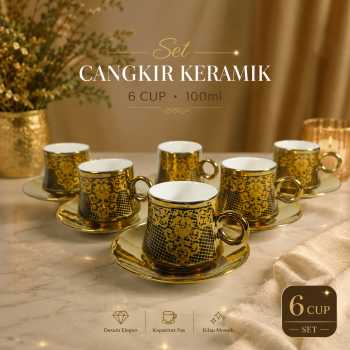 SF Set Cangkir Kopi Keramik Tahan Panas Turkish Style 6 Cup 100ml - SF11