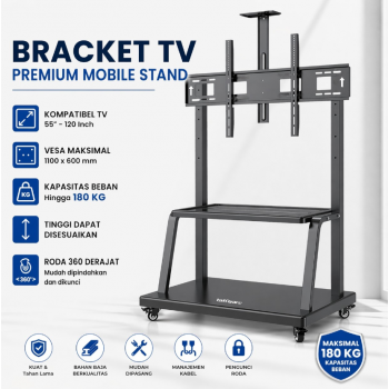 Taffware Bracket TV Floor Stand Wheel VESA 1100x600 for 55-120 Inch TV - 2100