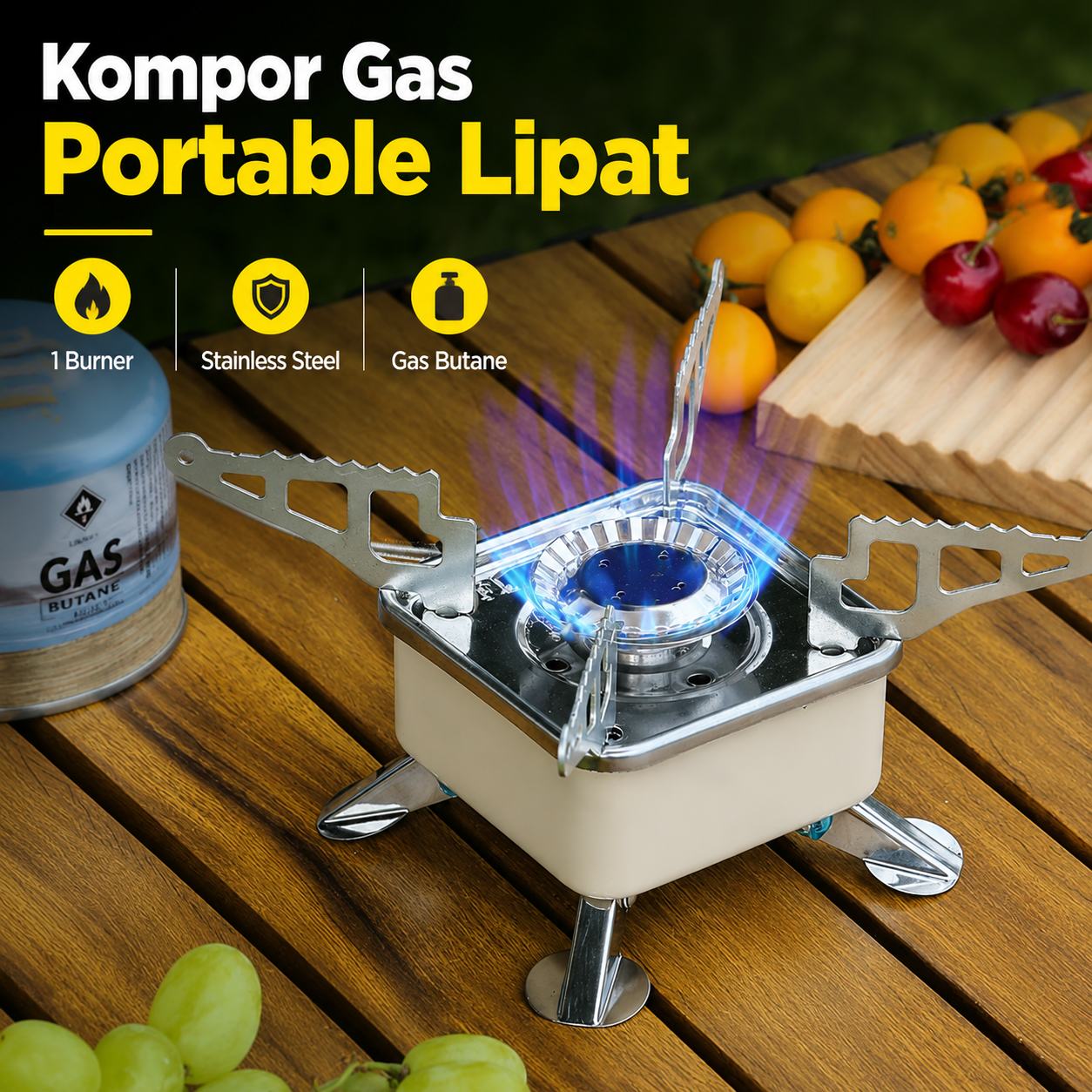 Gambar produk KOVAB Kompor Gas Portable Lipat Outdoor Ultralight Camping Stove - K-202 - Utama