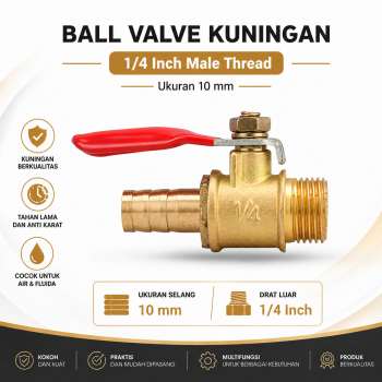 Gambar produk MAXLA Ball Valve Kuningan Stop Kran Air Male Thread 1/4 Inch - DN30