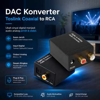 Gambar produk TaffSTUDIO DAC Konverter Audio Digital to Analog Coaxial Toslink RCA - TC51800
