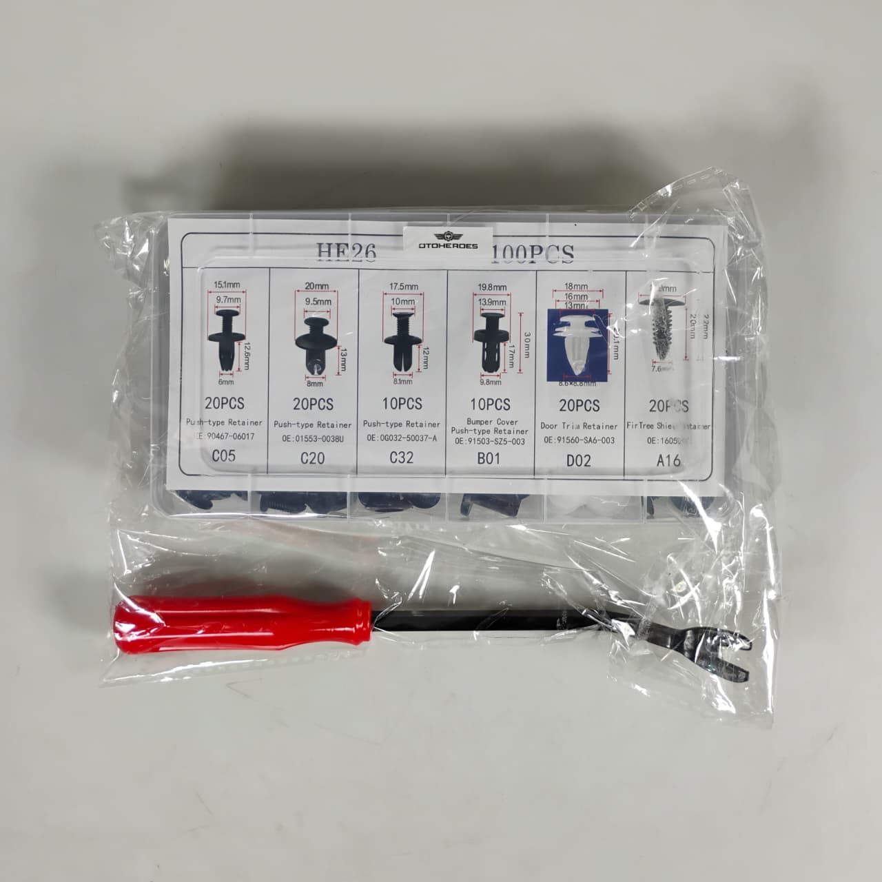 OTOHEROES Kancing Klip Mobil Baut Rivet Trim Retainer Clip 100 PCS - HE26 Gambar produk OTOHEROES Kancing Klip Mobil Baut Rivet Trim Retainer Clip 100 PCS - HE26 - Kemasan