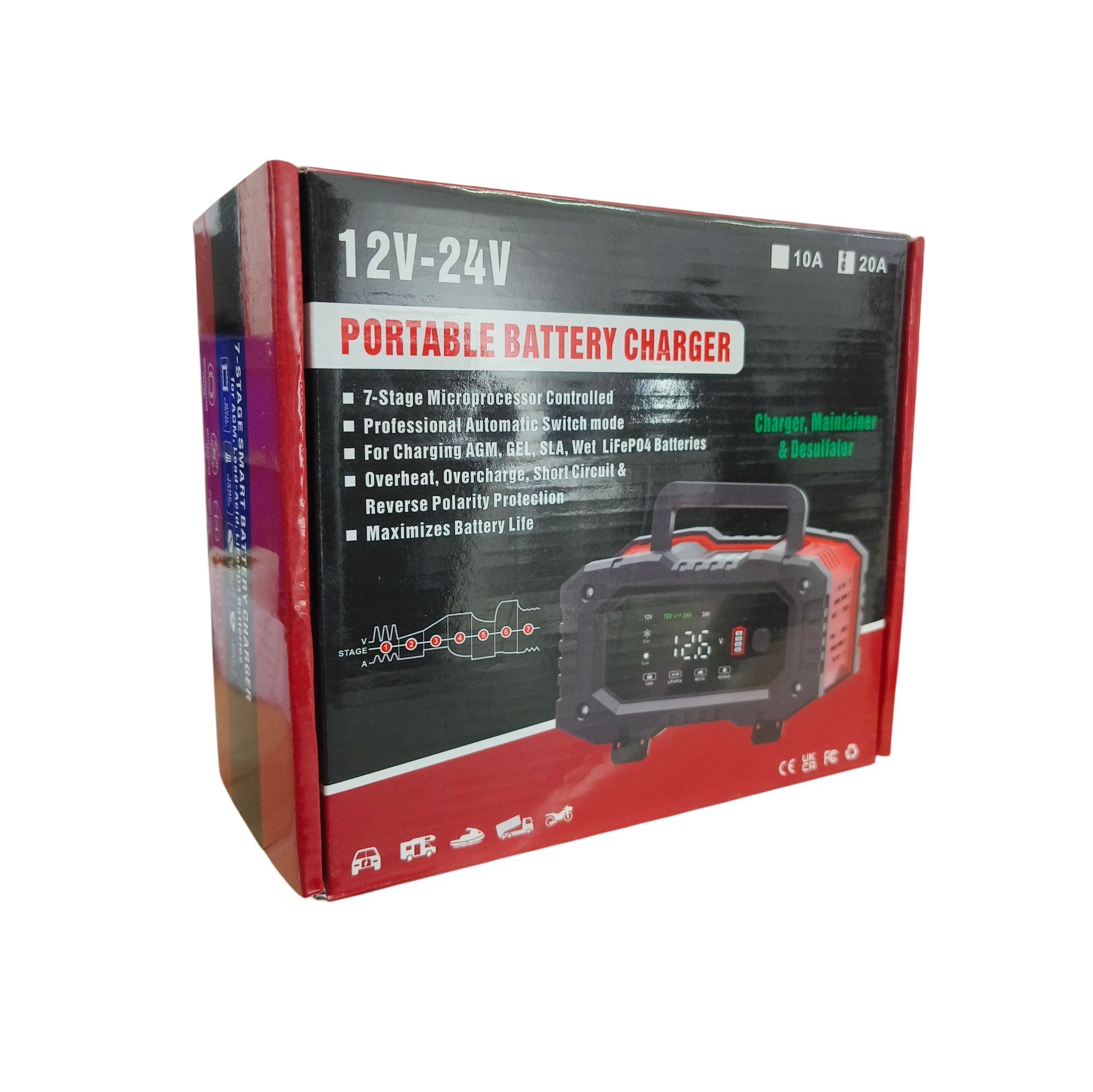 FOXSUR Charger Baterai Aki Mobil Motor Portable 20A 300W 12/24V - FPT-200 Gambar produk FOXSUR Charger Baterai Aki Mobil Motor Portable 20A 300W 12/24V - FPT-200 - Kemasan