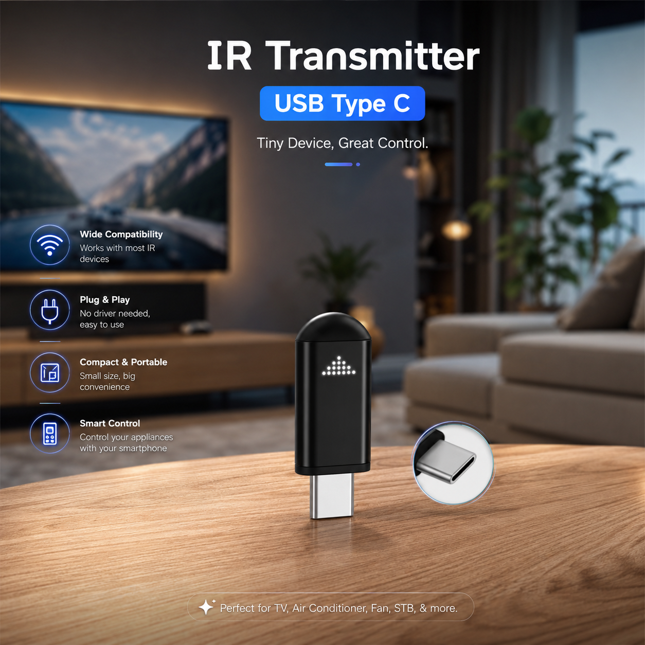 Gambar produk OCRUSTAR Remote Control HP Infrared Wireless IR Transmitter USB Type C - EKX4S-T - Utama