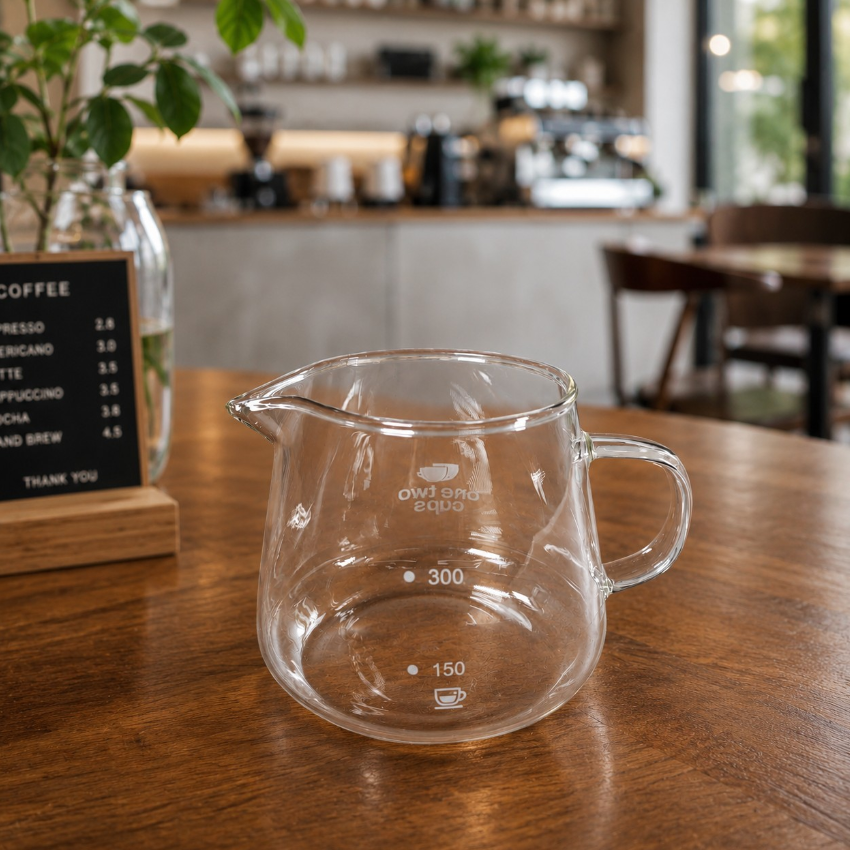 One Two Cups Teko Kopi Coffee Server V60 Drip Pour Borosilicate Glass 400ml - AI101 Gambar produk One Two Cups Teko Kopi Coffee Server V60 Drip Pour Borosilicate Glass 400ml - AI101 - 1