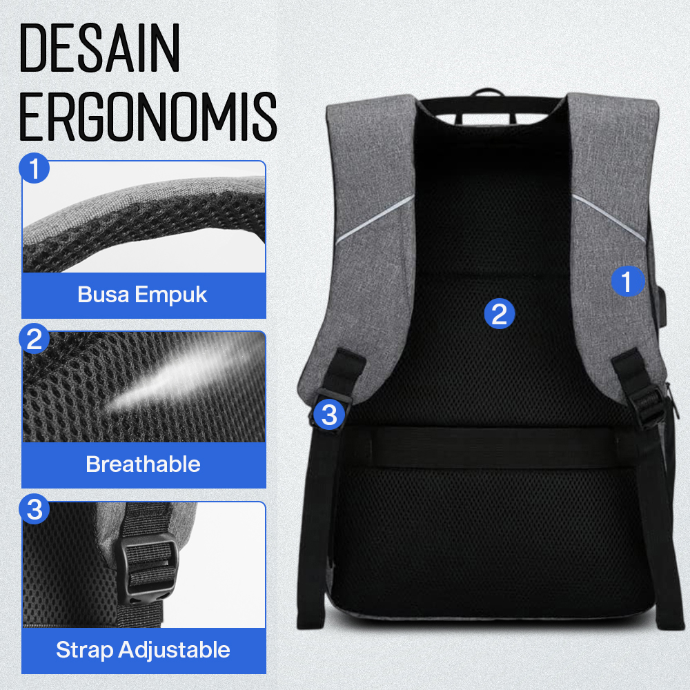CEAVNI Tas Ransel Laptop Backpack 15.6 Inch with USB Charger Port - KC32 Gambar produk CEAVNI Tas Ransel Laptop Backpack 15.6 Inch with USB Charger Port - KC32 - 2