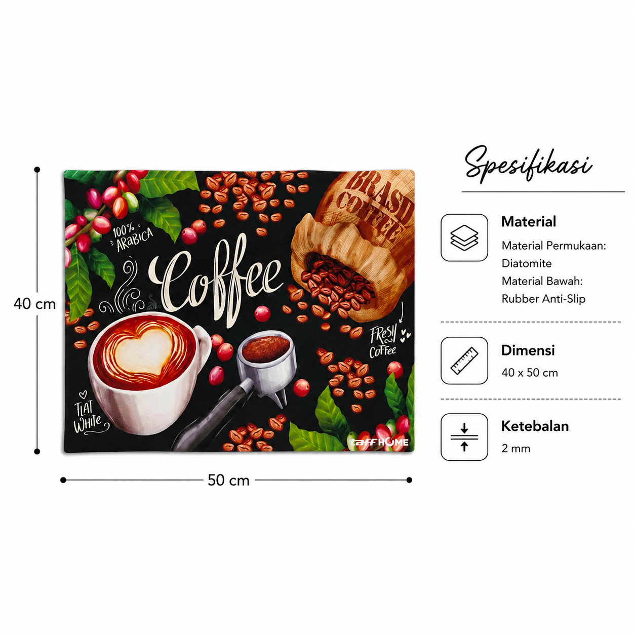 TaffHOME Tatakan Meja Alas Pengering Piring Gelas Diatomite Coffee Mat - D-45 Gambar produk TaffHOME Tatakan Meja Alas Pengering Piring Gelas Diatomite Coffee Mat - D-45 - 6