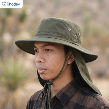 Rhodey Topi Rimba Outdoor Anti UV Boonie Hat Nylon with Neck Flap - PF005