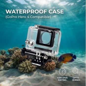 Dazzne Waterproof Case Housing Action Cam Flat Button for GoPro Hero 4 - DZ-307