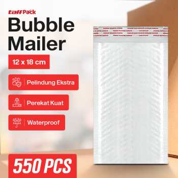 TaffPACK Bubble Mailer Kantong Packing Self Seal 80G 12x18+4cm 550PCS - TB1218
