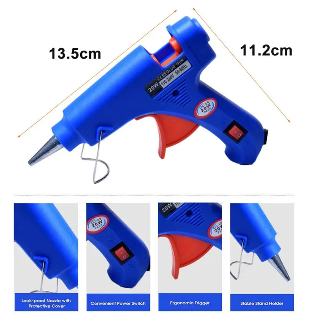 JOT Hot Melt Glue Gun Heating Tool Pistol Lem Tembak Panas 20W - QT-302 Gambar produk JOT Hot Melt Glue Gun Heating Tool Pistol Lem Tembak Panas 20W - QT-302 - 6