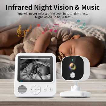 JIYUE Baby Monitor CCTV Display Camera Two Way Talk 2.8 Inch 1500mAh - ABM-900