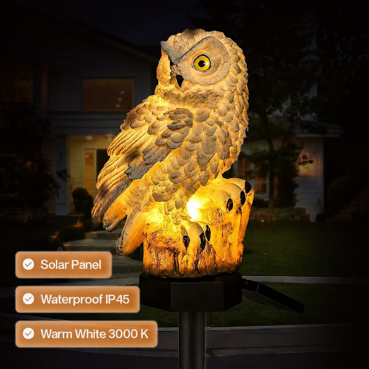 OOBEST Lampu Taman Hias Burung Hantu Waterproof Solar Panel Warm White - SG15S Gambar produk OOBEST Lampu Taman Hias Burung Hantu Waterproof Solar Panel Warm White - SG15S - Utama