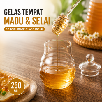 BalmyDays Gelas Tempat Madu dan Selai Borosilicate Glass 250ml - S2083