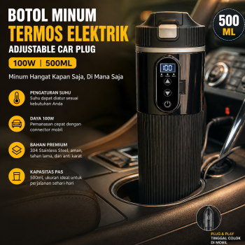 JAISUNG Botol Minum Termos Elektrik Adjustable Car Plug 100W 500ml - 2302