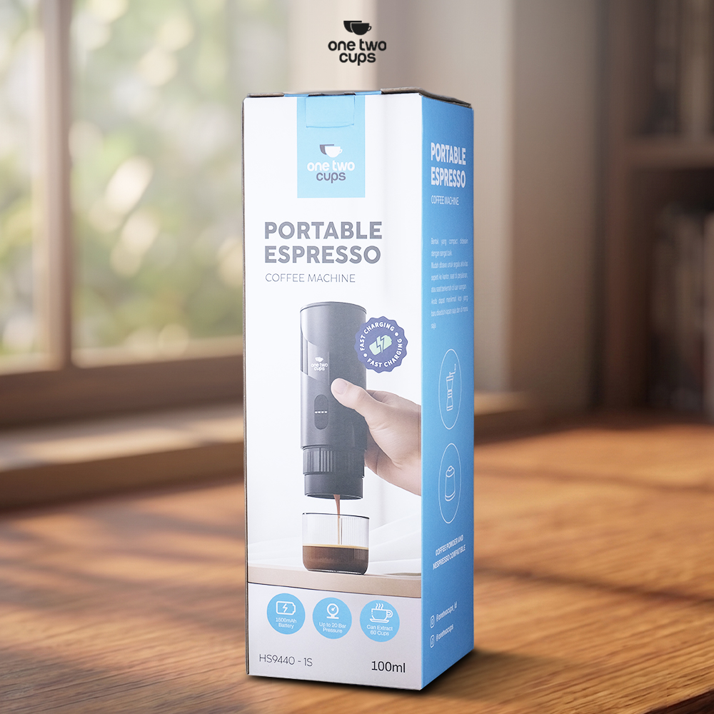 One Two Cups Portable Coffee Maker 2in1 20 Bar 1500mAh for Nespresso - HS9440-1S Gambar produk One Two Cups Portable Coffee Maker 2in1 20 Bar 1500mAh for Nespresso - HS9440-1S - Kemasan
