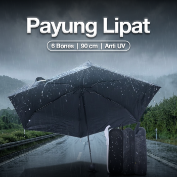 Gambar produk HUJI Payung Lipat Vinyl Umbrella Waterproof Anti UV UPF 50+ 6 Bone - HJ190