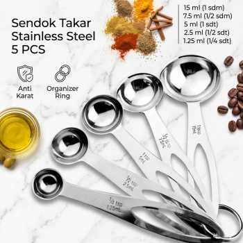Gambar produk TaffHOME Sendok Takar Set Stainless Steel Measuring Spoon 5 PCS - S300