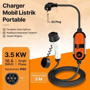 Gambar produk OTOHEROES Charger Mobil Listrik EV 1-Phase 16A 3.5KW EU to Type 2 - IEC 62196 - Utama