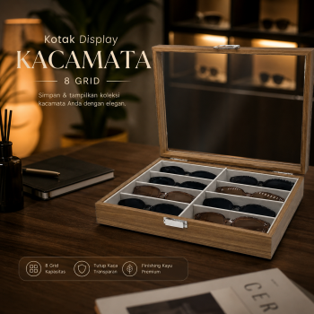 SHISHEN Kotak Display Kacamata 8 Grid Walnut Sunglasses Organizer - SKW150