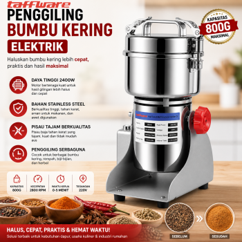Taffware Penggiling Bumbu Kering Elektrik Spices Grinder 800g 2400W - HC-800Y