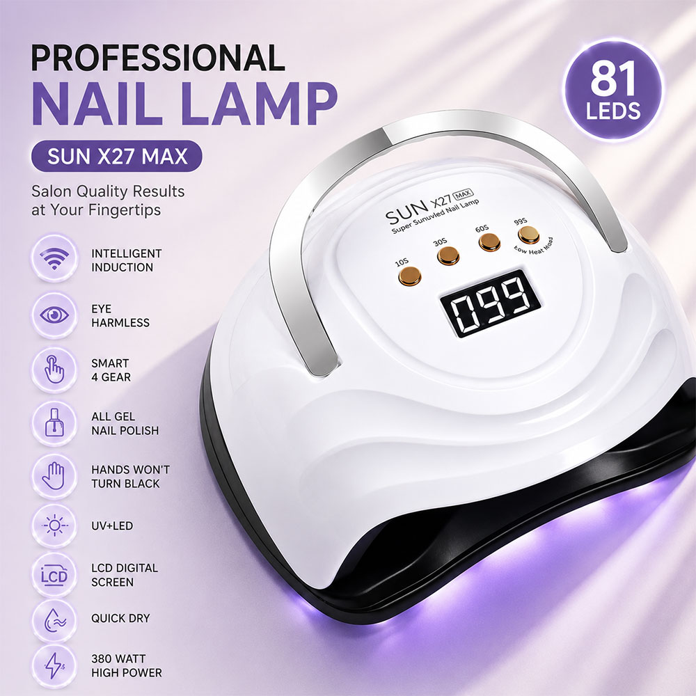 SUN Pengering Kutek UV Lamp Nail Dryer Sensor LCD Display 81 LED 380W - X27 MAX Gambar produk SUN Pengering Kutek UV Lamp Nail Dryer Sensor LCD Display 81 LED 380W - X27 MAX - Utama