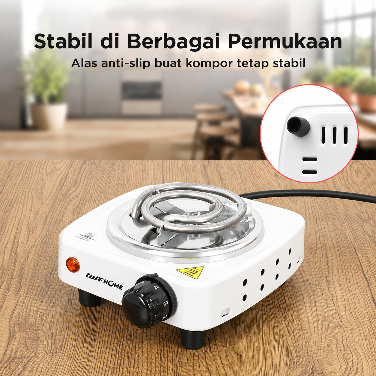 Gambar produk TaffHOME Kompor Listrik 1 Tungku Mini Portable Coil Hot Plate 500W - WY-03B - 2