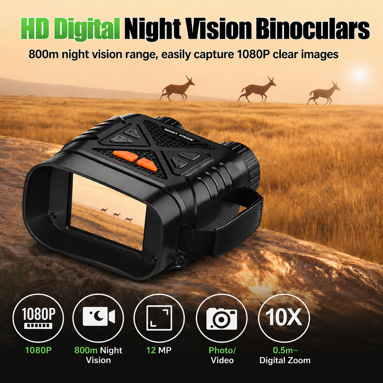 Inskam Teropong Binocular Night Vision 10x Zoom 2.8 Inch 2000mAh - R20 Gambar produk Inskam Teropong Binocular Night Vision 10x Zoom 2.8 Inch 2000mAh - R20 - Utama
