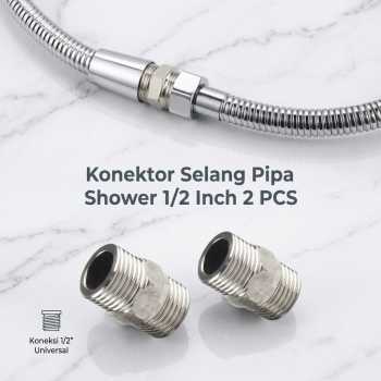 Gambar produk OKIK Konektor Selang Pipa Shower Stainless Steel Hose Extender 2 PCS - OK2