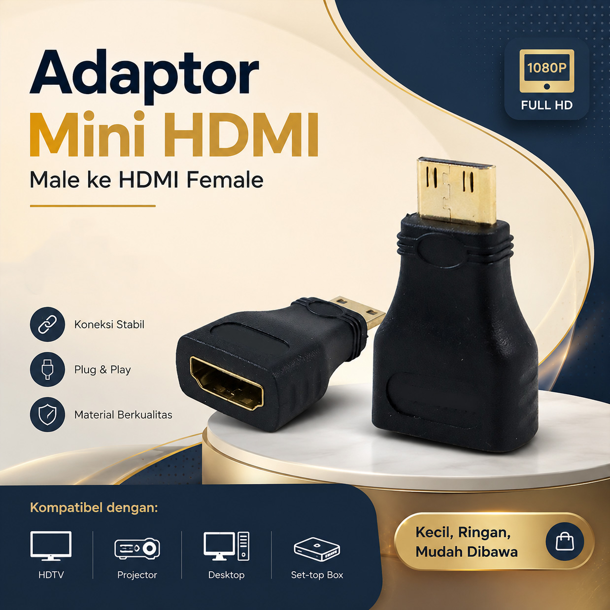 FSU Adaptor Mini HDMI Male ke HDMI Female Converter Gold Plated HD - SHH10 Gambar produk FSU Adaptor Mini HDMI Male ke HDMI Female Converter Gold Plated HD - SHH10 - Utama