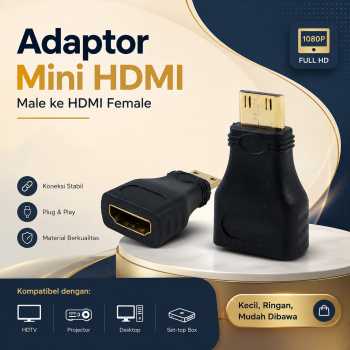 FSU Adaptor Mini HDMI Male ke HDMI Female Converter Gold Plated HD - SHH10