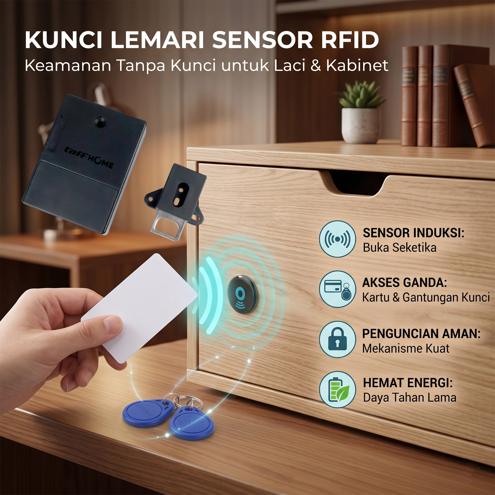 TaffHOME Security Kunci Lemari Sensor RFID Keyless Cabinet Door Lock - SCRFID Gambar produk TaffHOME Security Kunci Lemari Sensor RFID Keyless Cabinet Door Lock - SCRFID - Utama