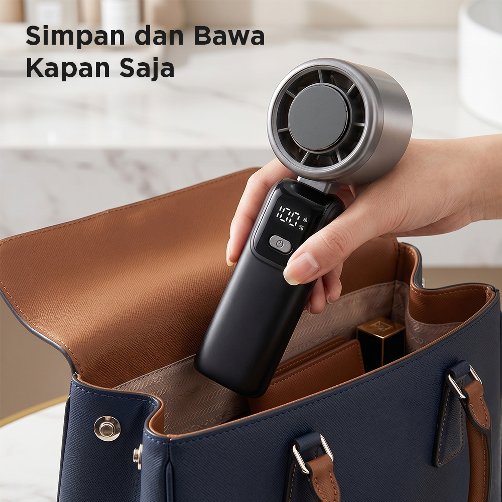 GRE Kipas Mini Portable Handheld Fan 100 Speed Settings 1800mAh - S17 Gambar produk GRE Kipas Mini Portable Handheld Fan 100 Speed Settings 1800mAh - S17 - 4