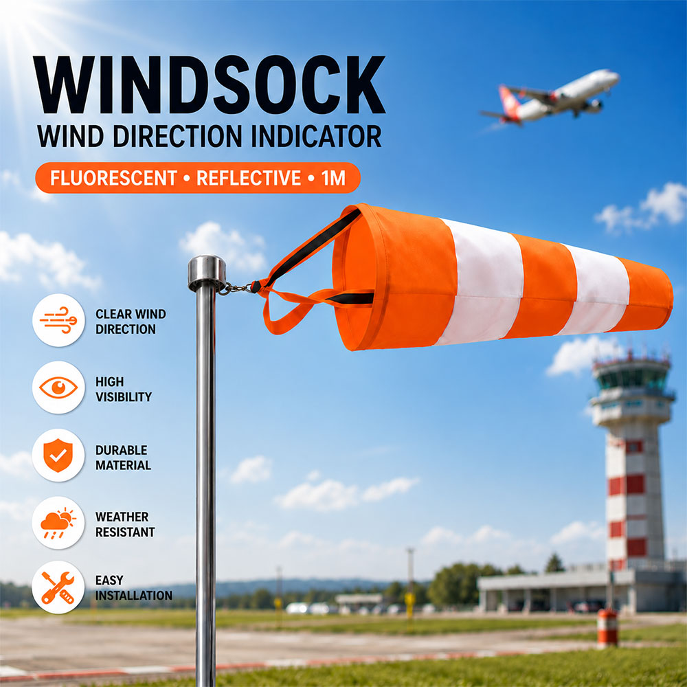 YAHON Windsock Petunjuk Arah Angin Fluorescent Reflective Airport 1M - TM-30 Gambar produk YAHON Windsock Petunjuk Arah Angin Fluorescent Reflective Airport 1M - TM-30 - Utama