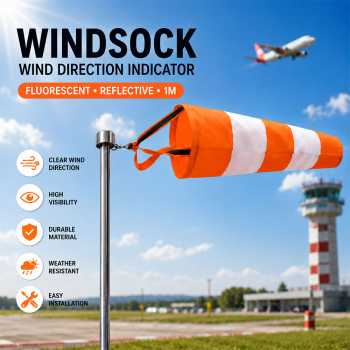 YAHON Windsock Petunjuk Arah Angin Fluorescent Reflective Airport 1M - TM-30