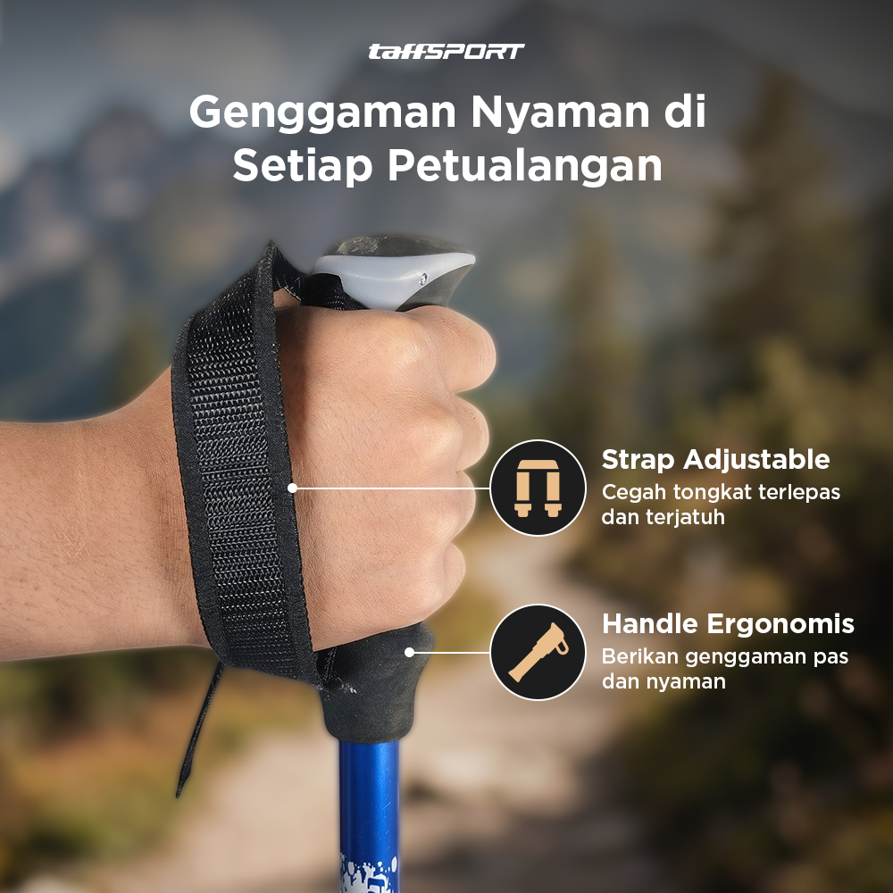 TaffSPORT Tongkat Hiking Lipat Trekking Pole Aluminium Alloy 130cm - TF13 Gambar produk TaffSPORT Tongkat Hiking Lipat Trekking Pole Aluminium Alloy 130cm - TF13 - 2