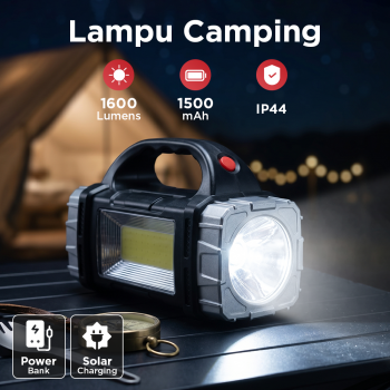 Rozoa Senter Camping Lampu LED COB Solar Power Bank Rechargeable - JY-2289