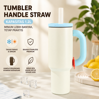 One Two Cups Botol Minum Tumbler Air Panas Dingin Handle Straw 1.2L - YS-1200