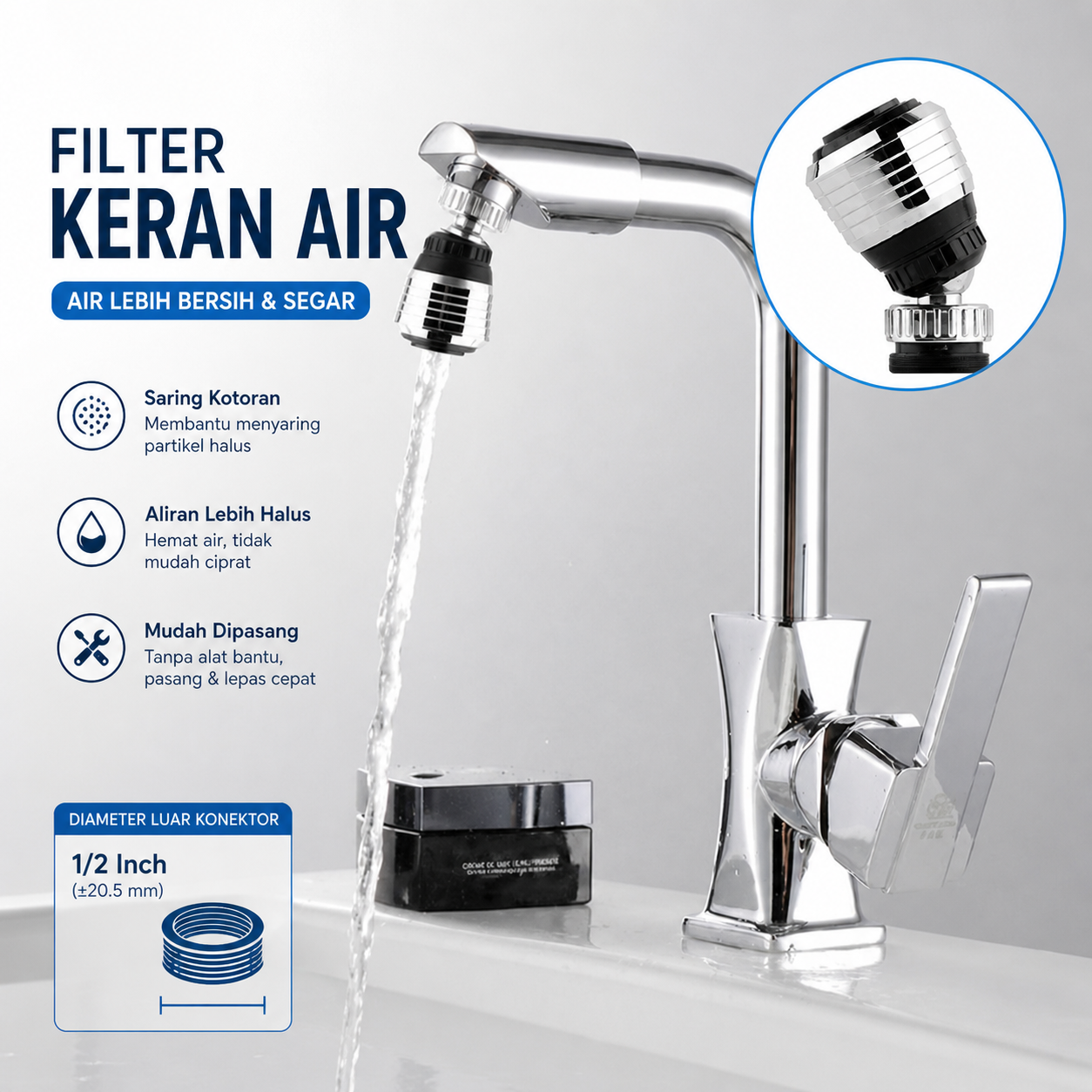 Gambar produk Lstachi Filter Keran Air Faucet Aerator 360 Rotation - WF195 - Utama