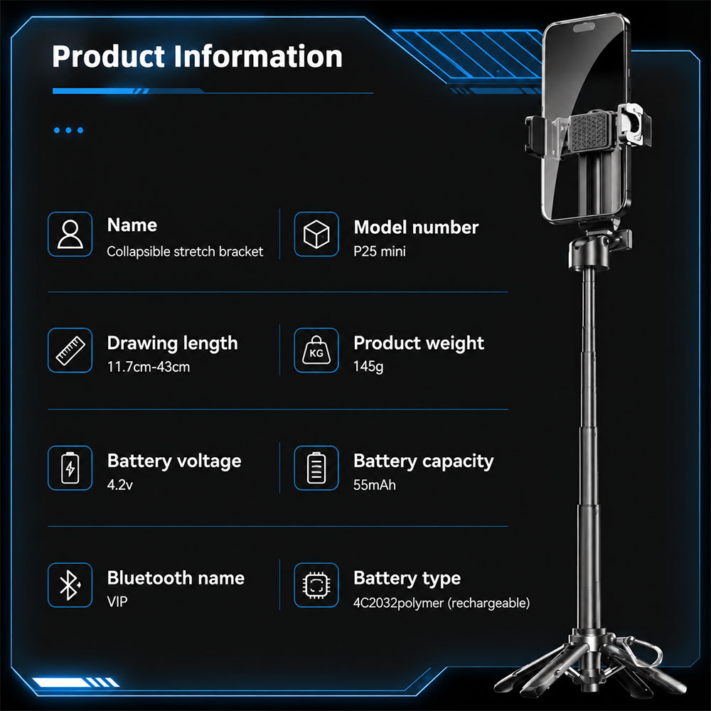 Cuth Tongsis Smartphone Selfie Stick Teleskopik Tripod with Bluetooth - P15mini Gambar produk Cuth Tongsis Smartphone Selfie Stick Teleskopik Tripod with Bluetooth - P15mini - 7